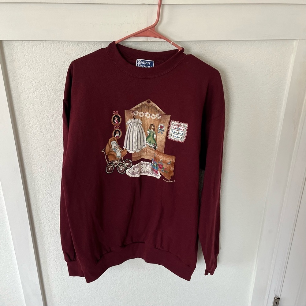 Vintage Endless Designs Women's Large Grandmacore Crewneck Sweatshirt